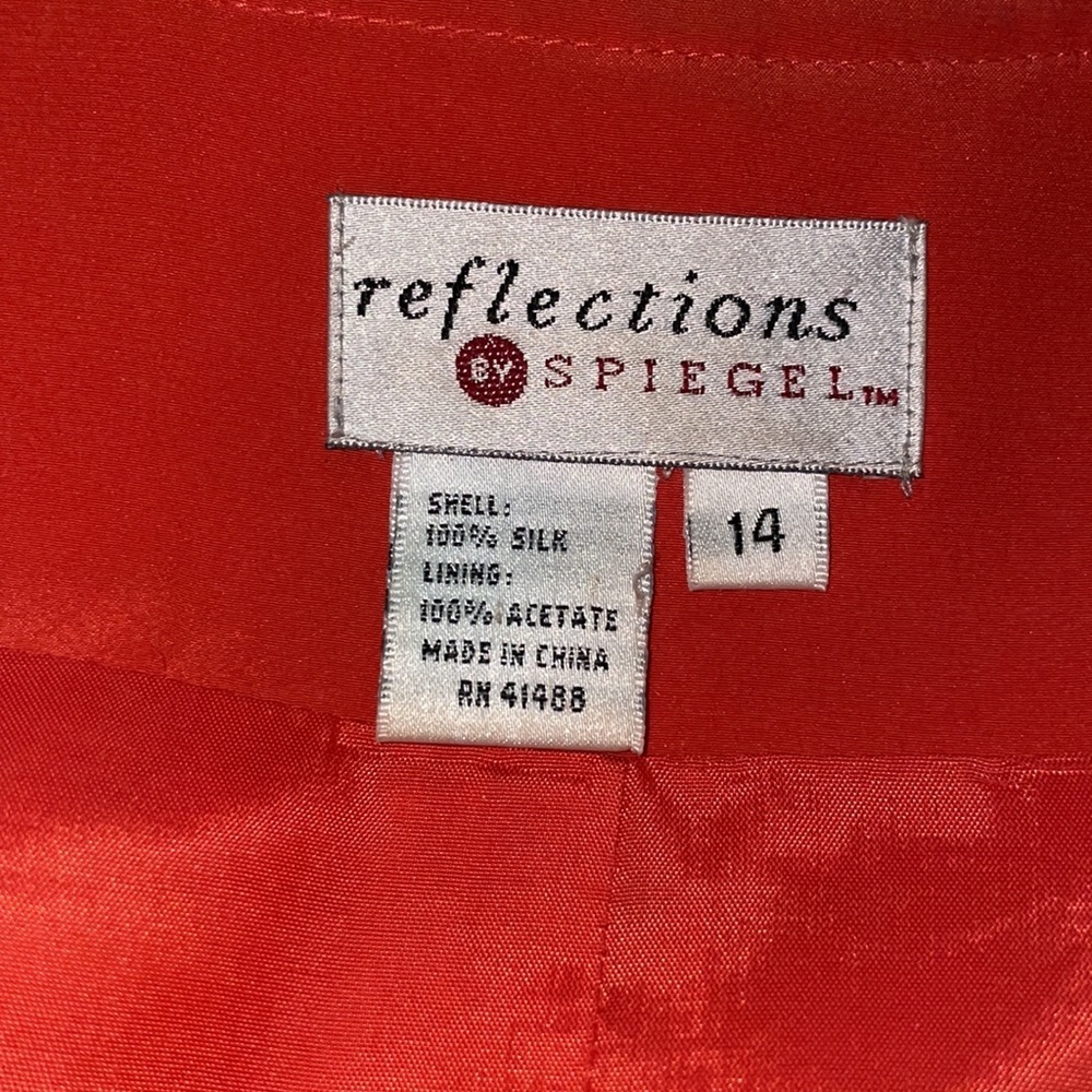 reflections by spiegel orange 2 two piece suit skirt and jacket has 2 pockets - Picture 7 of 7